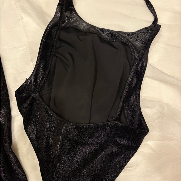 Vintage Betsey Johnson Black Glitter Halter Evening Maxi Dress- Size Small - Picture 2 of 3